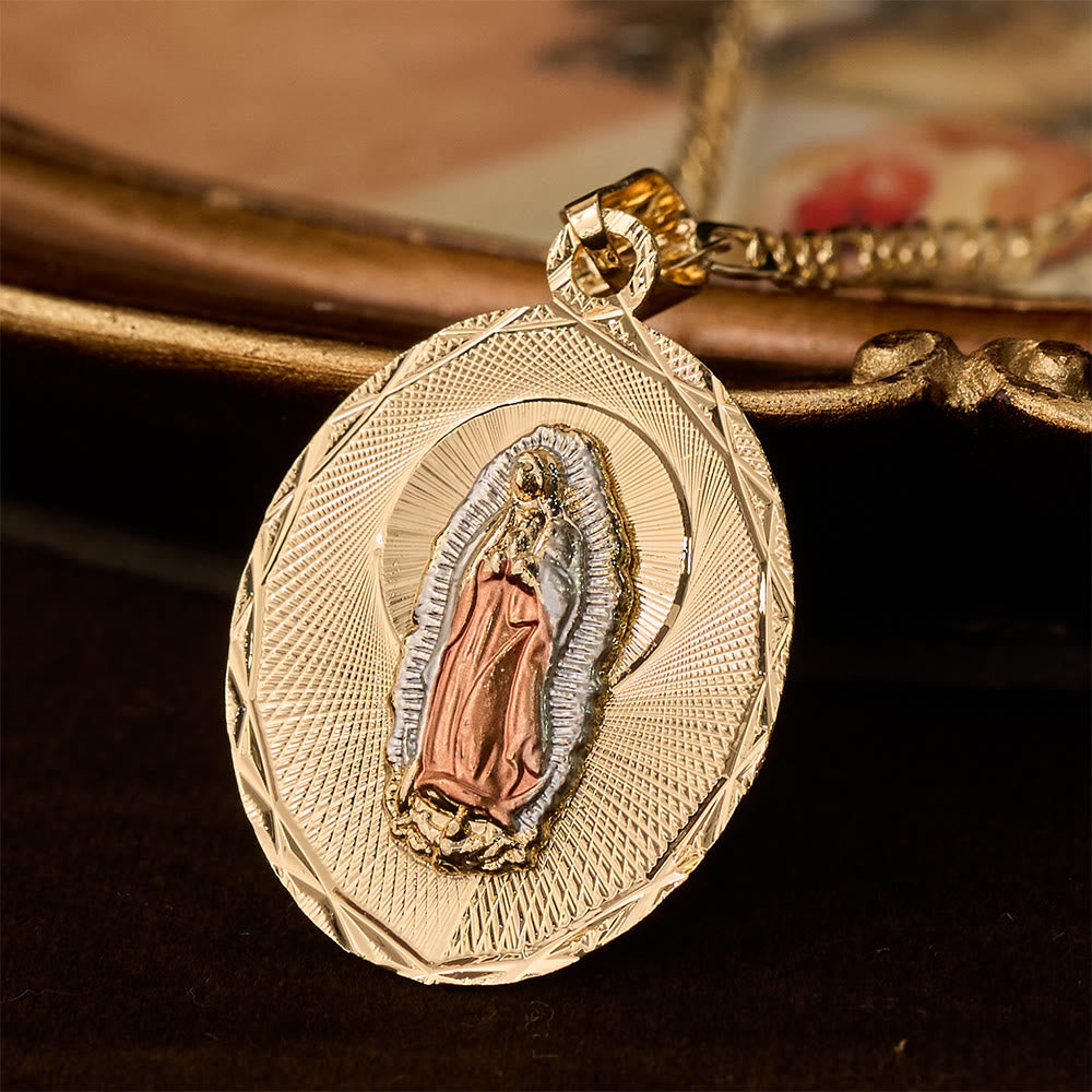 Christianartworkshop Collier médaillon ovale de la Vierge Marie rayonnante, quatre styles : un symbole de bénédiction céleste - Notre-Dame D - image 13