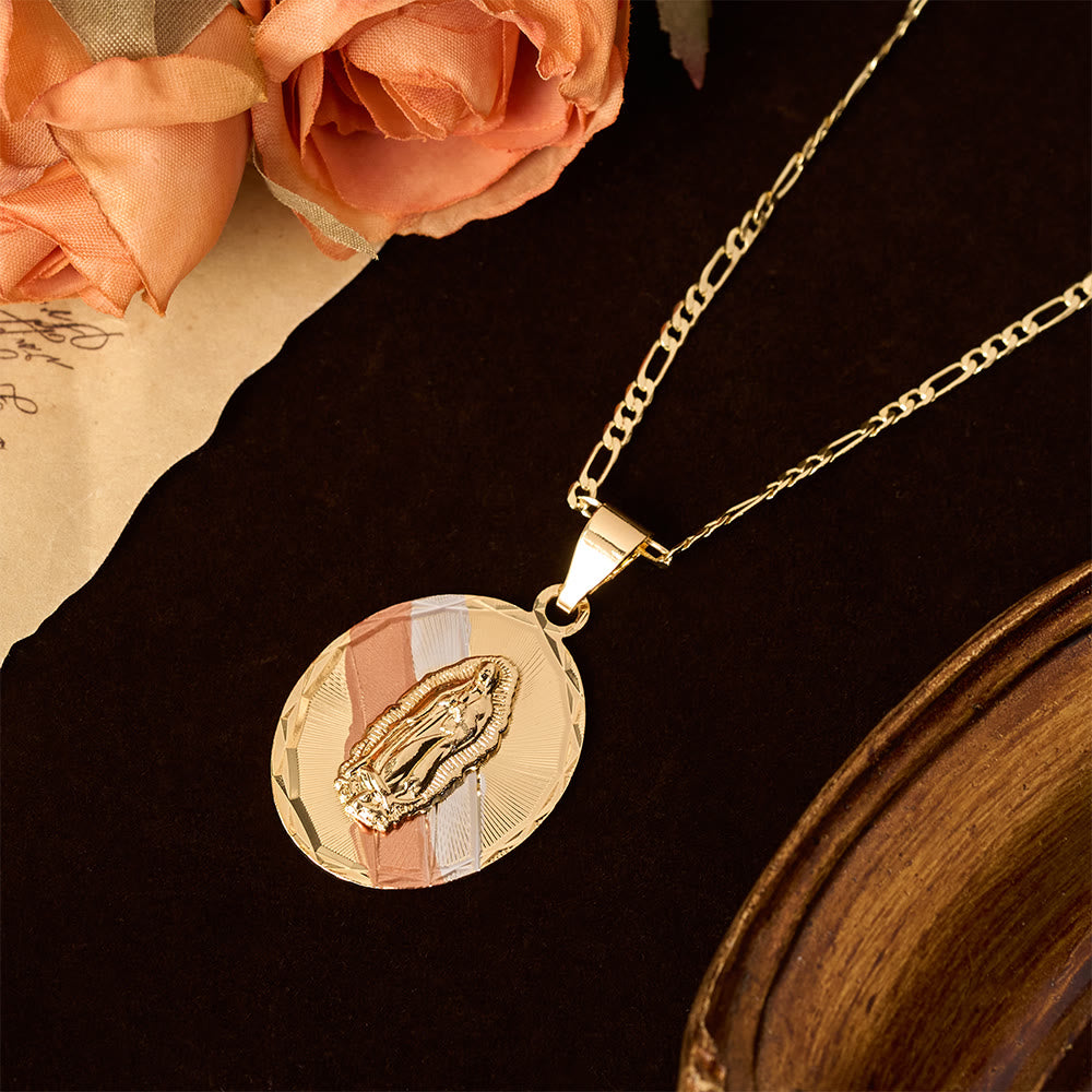Christianartworkshop Collier médaillon ovale de la Vierge Marie rayonnante, quatre styles : un symbole de bénédiction céleste - image 3