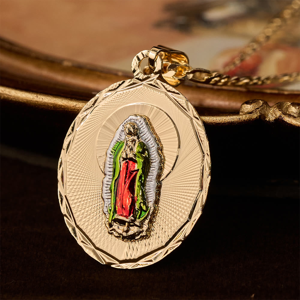 Christianartworkshop Collier médaillon ovale de la Vierge Marie rayonnante, quatre styles : un symbole de bénédiction céleste - Notre-Dame B - image 5