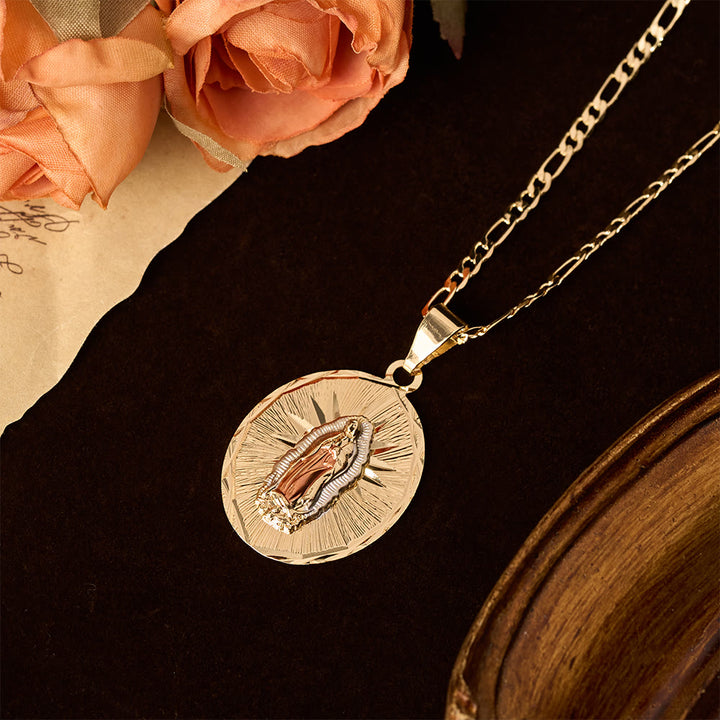 Christianartworkshop Collier médaillon ovale de la Vierge Marie rayonnante, quatre styles : un symbole de bénédiction céleste - image 11