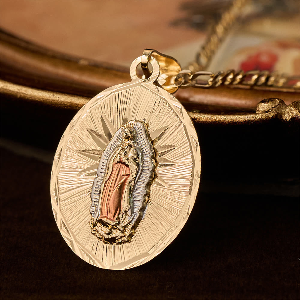 Christianartworkshop Collier médaillon ovale de la Vierge Marie rayonnante, quatre styles : un symbole de bénédiction céleste - Notre-Dame C - image 9