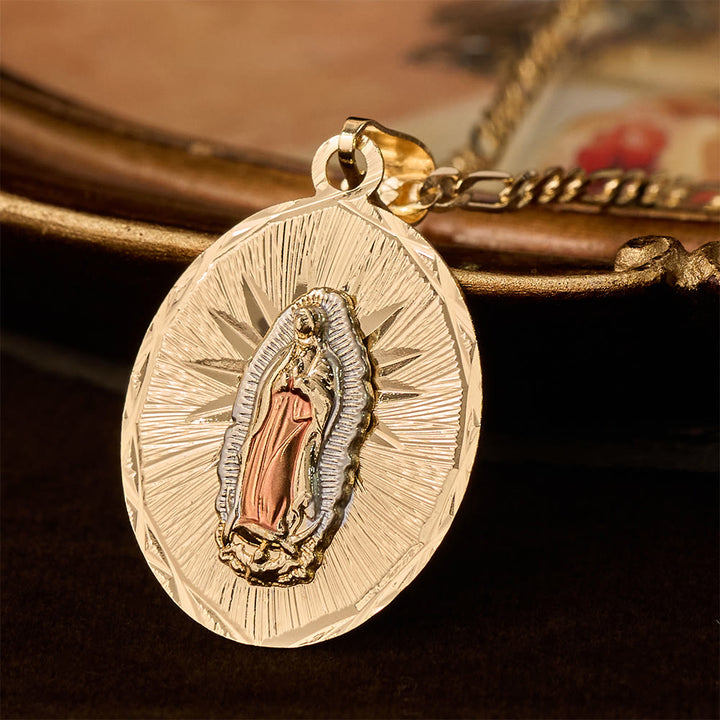 Christianartworkshop Collier médaillon ovale de la Vierge Marie rayonnante, quatre styles : un symbole de bénédiction céleste - Notre-Dame C - image 9