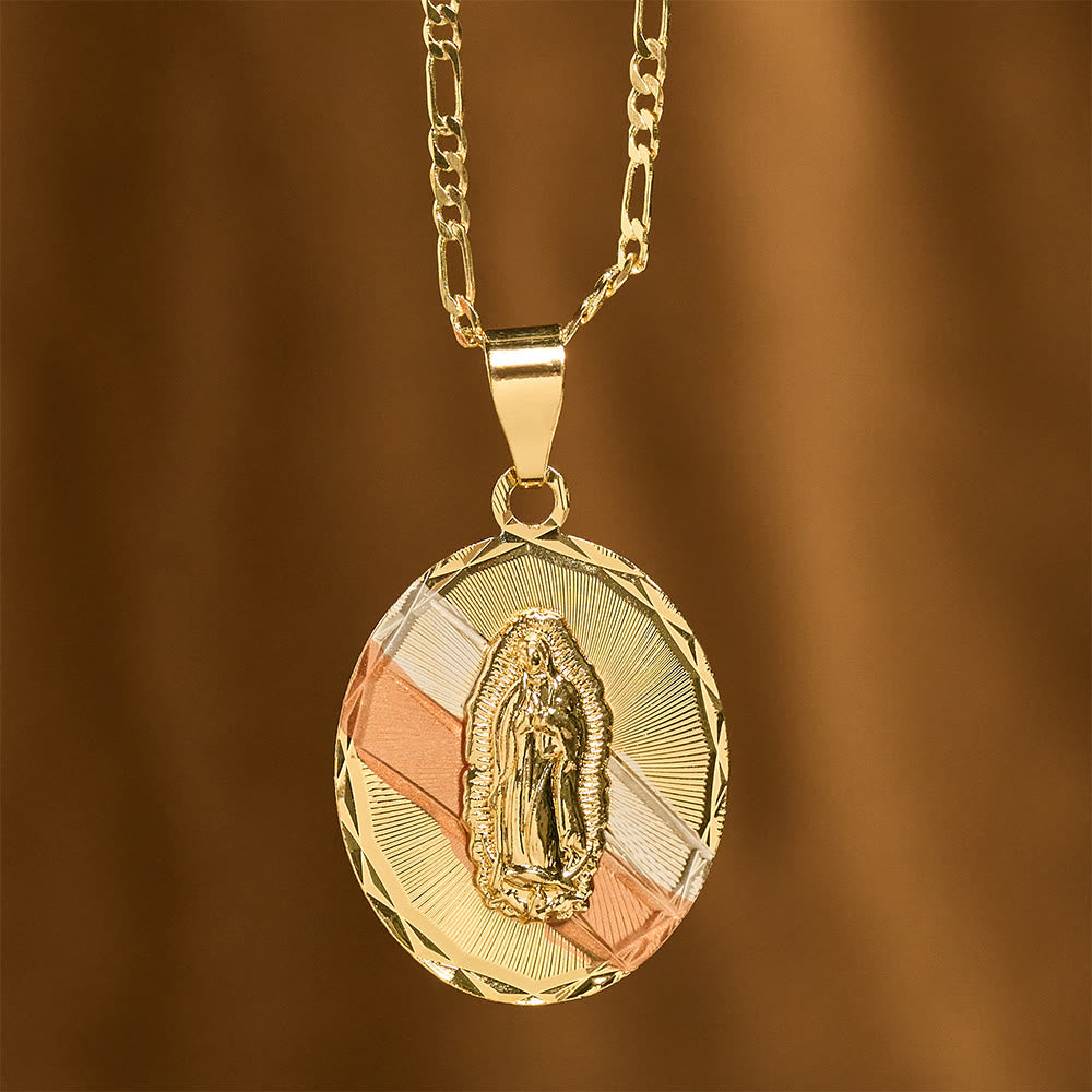Christianartworkshop Collier médaillon ovale de la Vierge Marie rayonnante, quatre styles : un symbole de bénédiction céleste - image 2