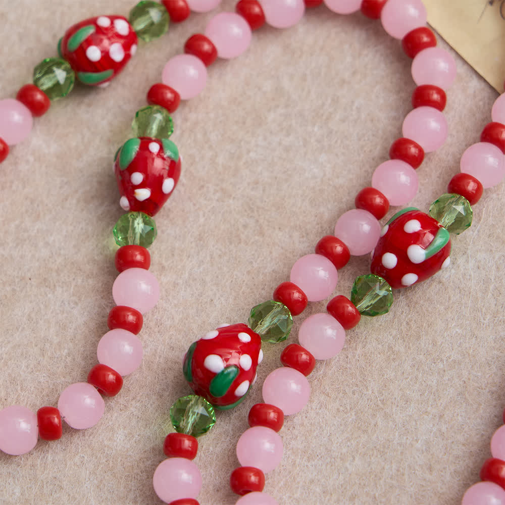 Christianartworkshop Chapelet de dévotion aux fraises douces avec perles de verre rose et ornements de la Vierge Marie - image 6