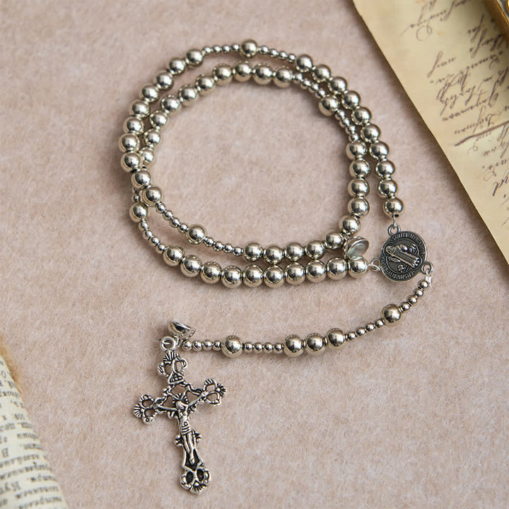 Bracelet chapelet magnétique argenté sacré Christianartworkshop : 2 en 1, prière et bracelet - image 6