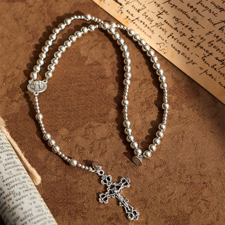 Bracelet chapelet magnétique argenté sacré Christianartworkshop : 2 en 1, prière et bracelet - Tour de poignet : 14-17 cm (5,51-6,69 pouces) - image 0