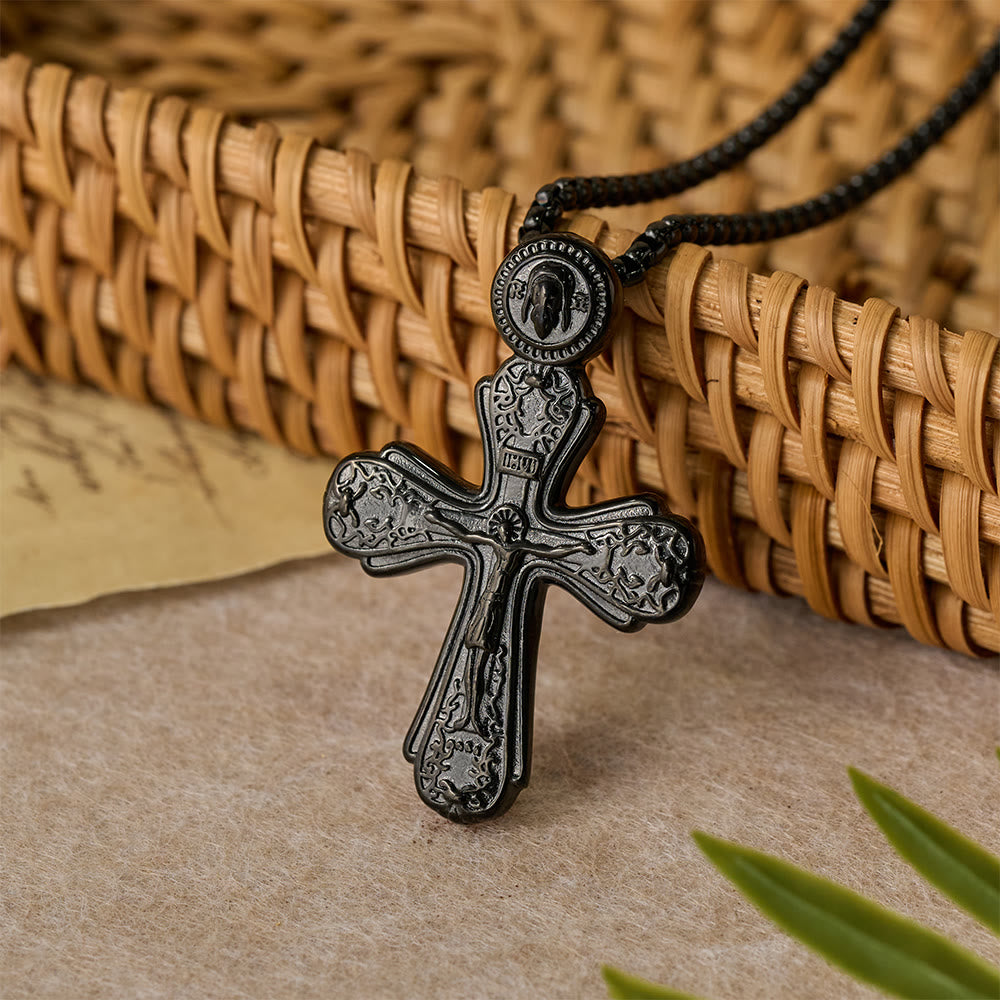 Christianartworkshop Collier pendentif crucifix orthodoxe : emblème de rédemption et de dévotion sacrée - Noir - image 5