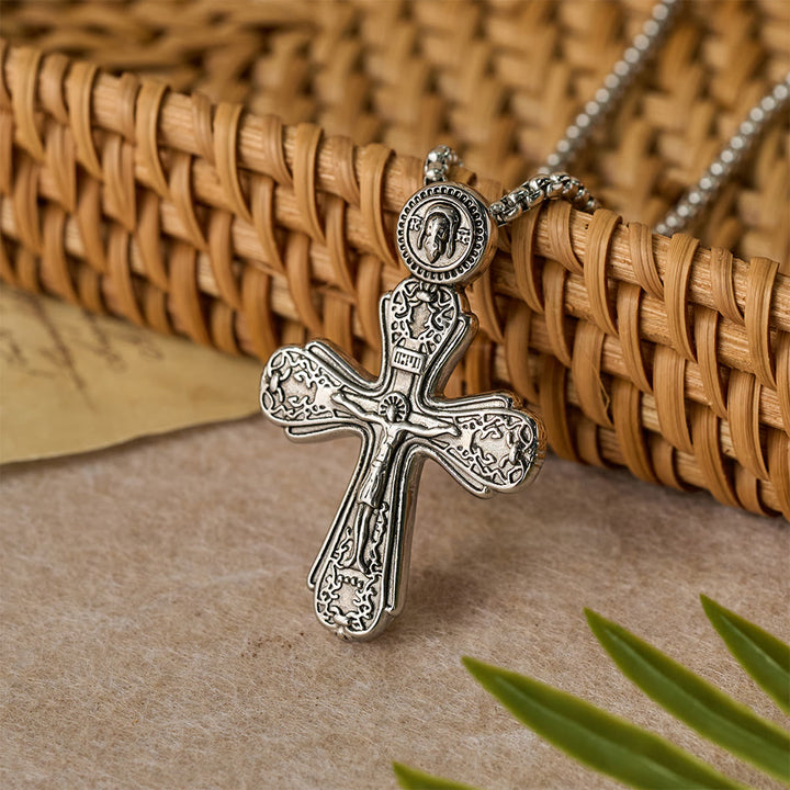 Christianartworkshop Collier pendentif crucifix orthodoxe : emblème de rédemption et de dévotion sacrée - Argent - image 1