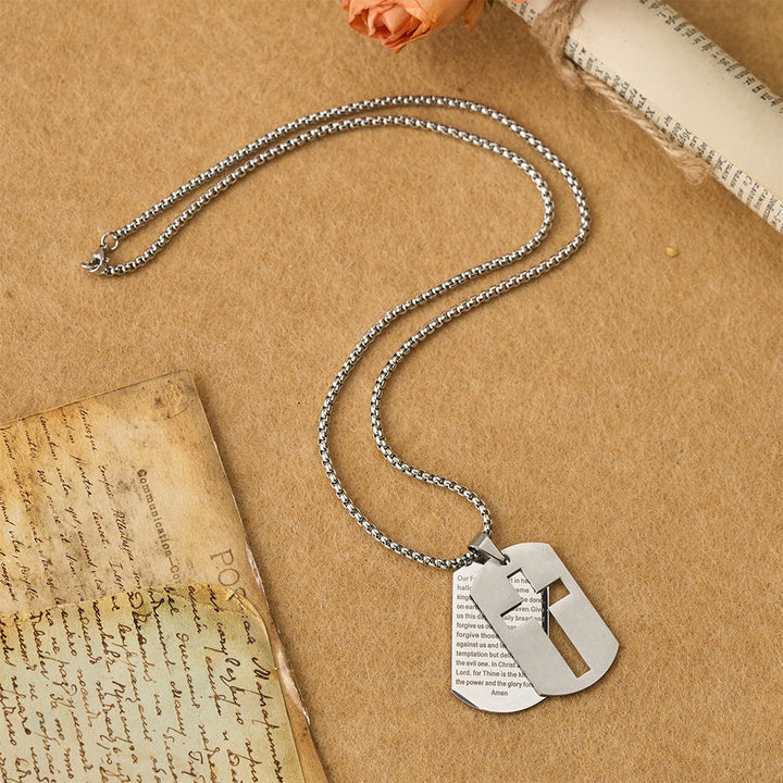 Christianartworkshop Collier pendentif croix avec la prière du Seigneur : emblème de la grâce et de la foi divines - image 3