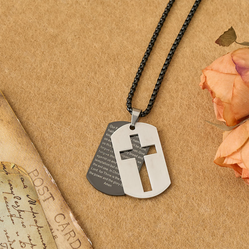 Christianartworkshop Collier pendentif croix avec la prière du Seigneur : emblème de la grâce et de la foi divines - Noir - image 5
