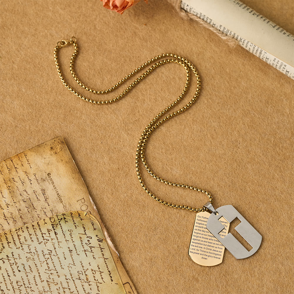 Christianartworkshop Collier pendentif croix avec la prière du Seigneur : emblème de la grâce et de la foi divines - image 1