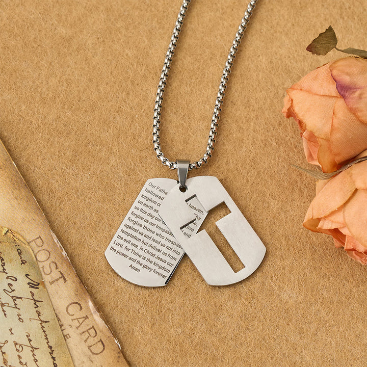 Christianartworkshop Collier pendentif croix avec la prière du Seigneur : emblème de la grâce et de la foi divines - Argent - image 2