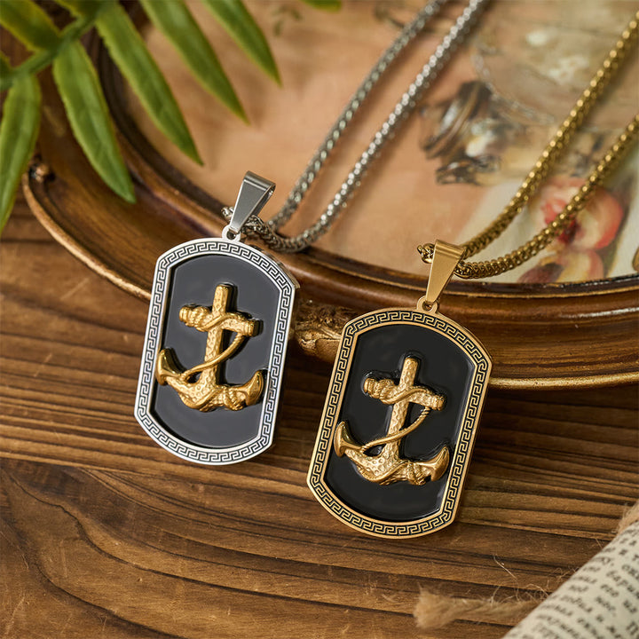 Christianartworkshop Collier pendentif en forme de plaque militaire avec croix ancre et motif grec : emblème de foi et d'espoir inébranlable - image 7