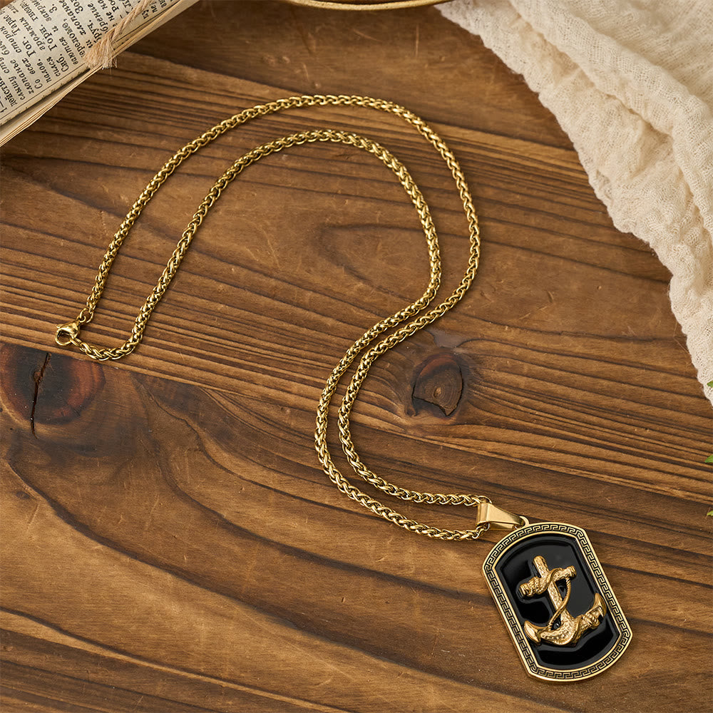 Christianartworkshop Collier pendentif en forme de plaque militaire avec croix ancre et motif grec : emblème de foi et d'espoir inébranlable - image 2