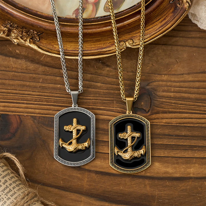 Christianartworkshop Collier pendentif en forme de plaque militaire avec croix ancre et motif grec : emblème de foi et d'espoir inébranlable - image 6