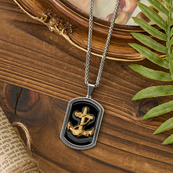 Christianartworkshop Collier pendentif en forme de plaque militaire avec croix ancre et motif grec : emblème de foi et d'espoir inébranlable - image 4