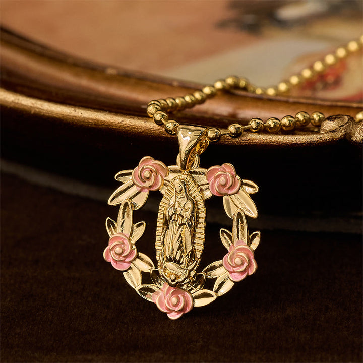 Christianartworkshop Ensemble de collier orné Notre-Dame et Croix ailée : emblème de protection spirituelle - Vierge Marie Rose - image 12