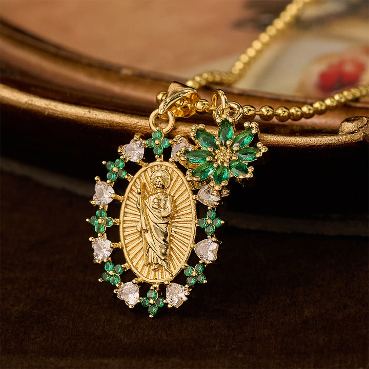 Christianartworkshop Ensemble de collier orné Notre-Dame et Croix ailée : emblème de protection spirituelle - Fleur de la Vierge Marie - image 8
