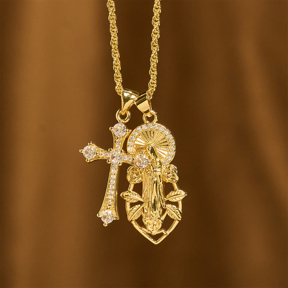 Christianartworkshop Ensemble de collier orné Notre-Dame et Croix ailée : emblème de protection spirituelle - image 5