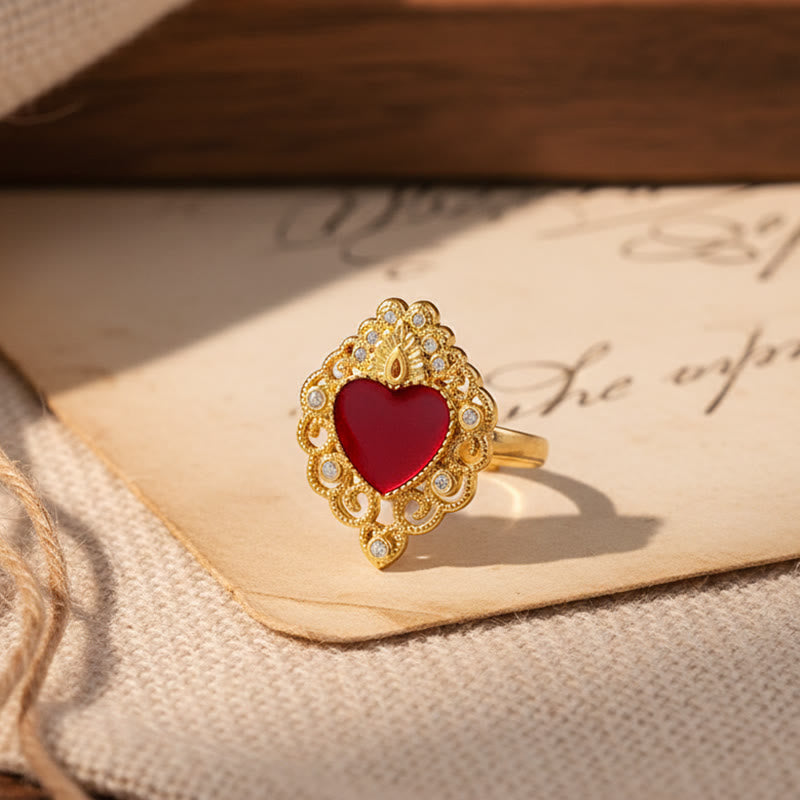 Christianartworkshop Collection de bagues Sacré-Cœur aux motifs variés : Emblème de l’Amour Divin - Sacré-Cœur C (De la taille US 7 à la taille US 9) - image 7
