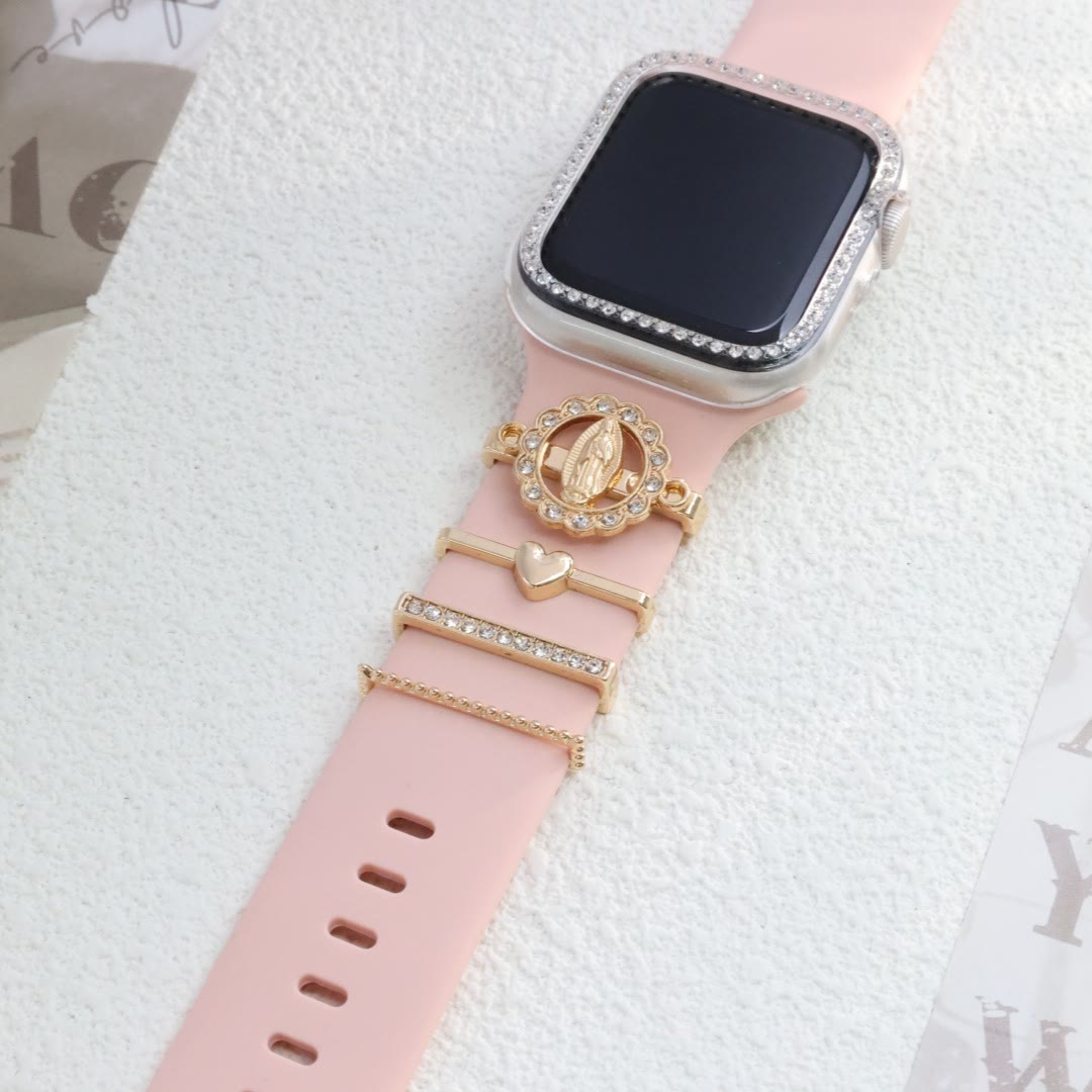 Christianartworkshop Ensemble de breloques pour bracelet iWatch en zircon Notre-Dame : Portez la lumière de l’amour marial - Doré - image 8
