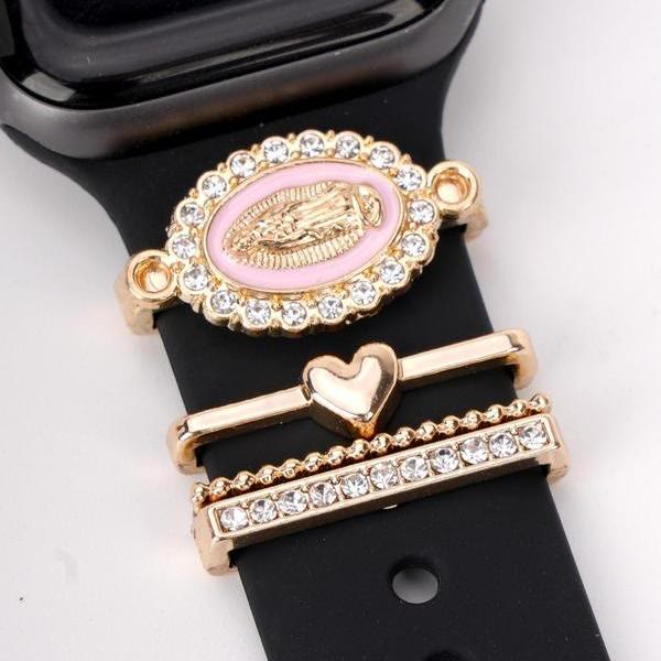 Christianartworkshop Ensemble de breloques pour bracelet iWatch en zircon Notre-Dame : Portez la lumière de l’amour marial - Rose - image 0