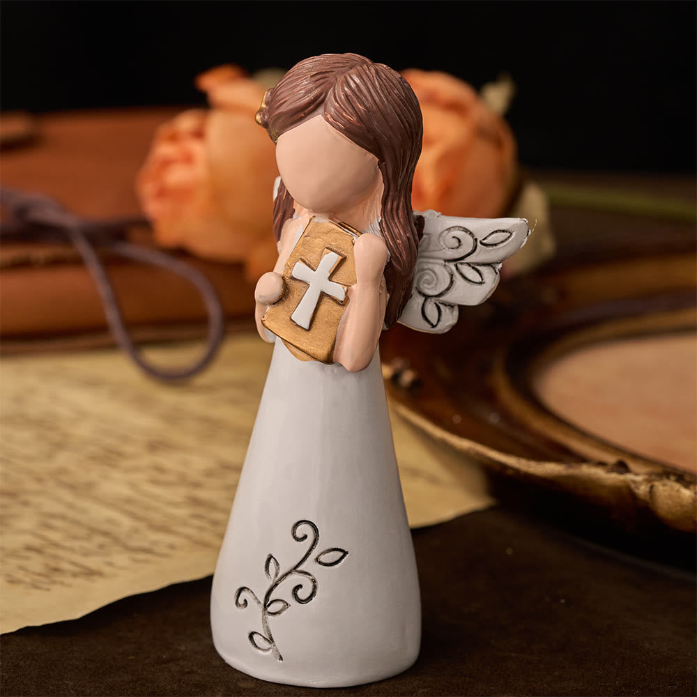 Christianartworkshop Ange avec croix et prière, ornement de bureau : emblème de dévotion, de foi et de grâce céleste - image 2
