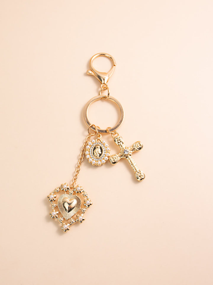 Christianartworkshop Porte-clés Croix du Sacré-Cœur Vierge Marie : Heureux celui qui se confie au Seigneur - image 1