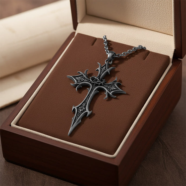 Christianartworkshop Collier pendentif croix gothique couronne d'épines : emblème du sacrifice et de la rédemption du Christ - Croix d'épines - image 0