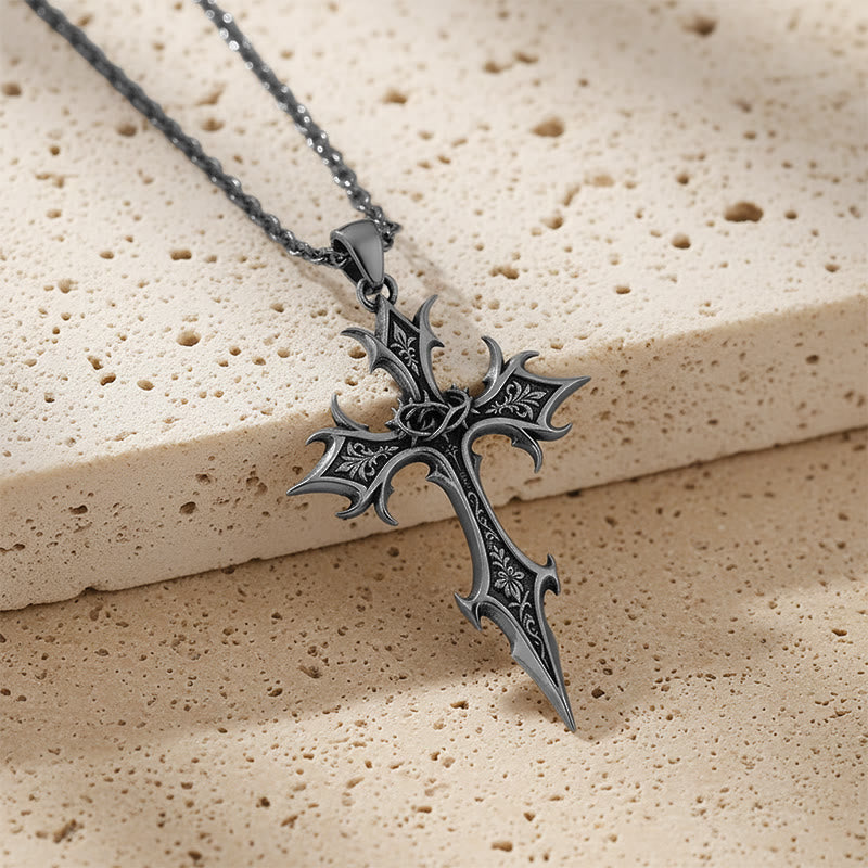 Christianartworkshop Collier pendentif croix gothique couronne d'épines : emblème du sacrifice et de la rédemption du Christ - image 1
