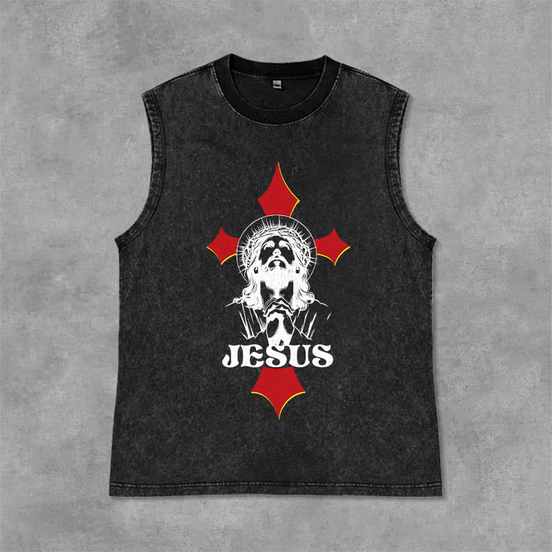 Christianartworkshop Débardeur unisexe JESUS - Noir - 2XL - image 3