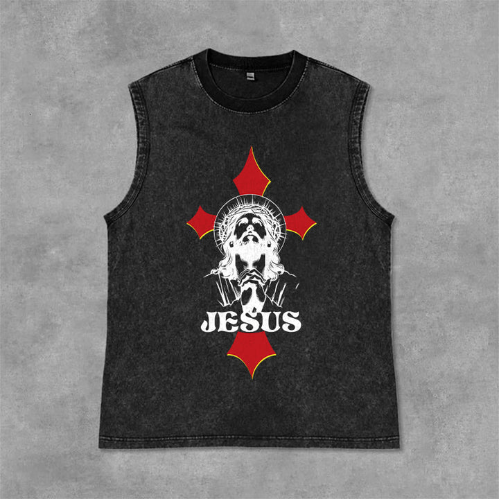 Christianartworkshop Débardeur unisexe JESUS - Noir - 2XL - image 3
