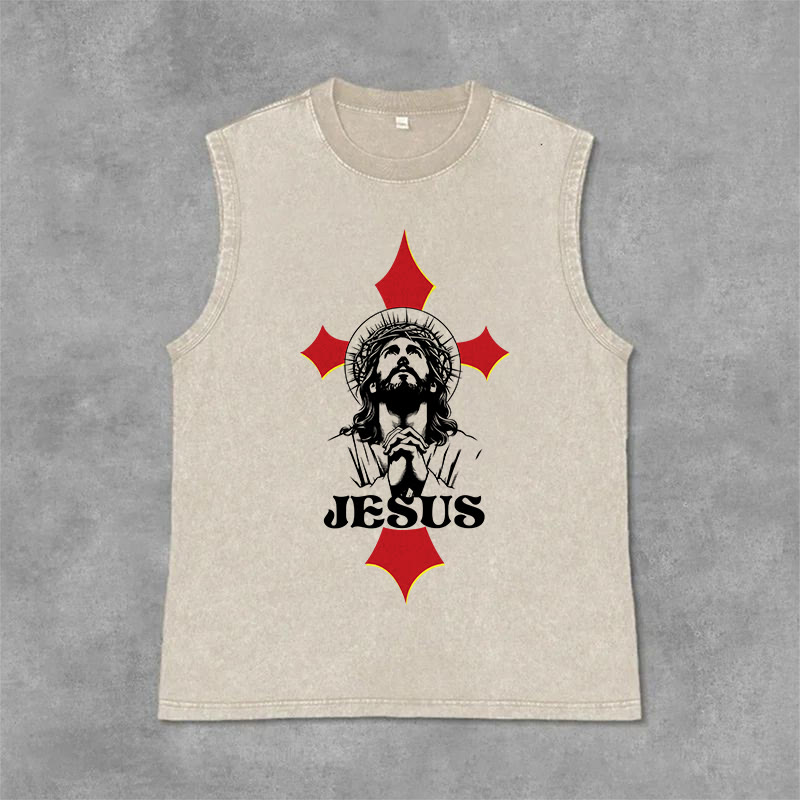 Christianartworkshop Débardeur unisexe JESUS - Beige - 2XL - image 0