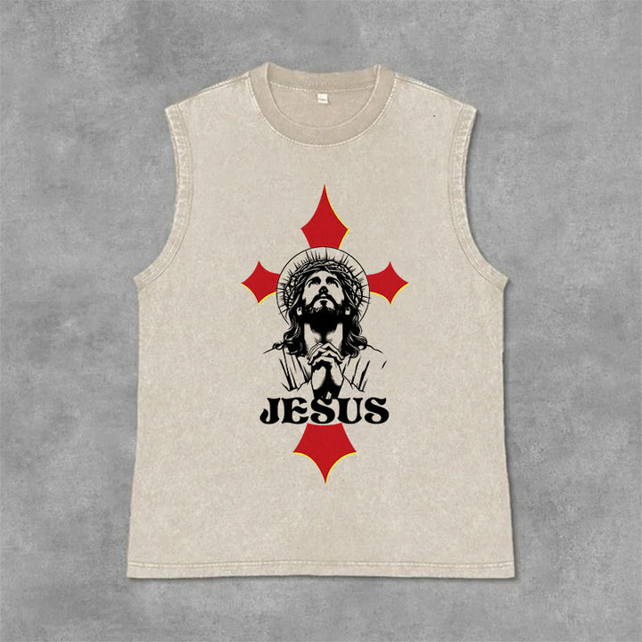 Christianartworkshop Débardeur unisexe JESUS - Beige - 2XL - image 0