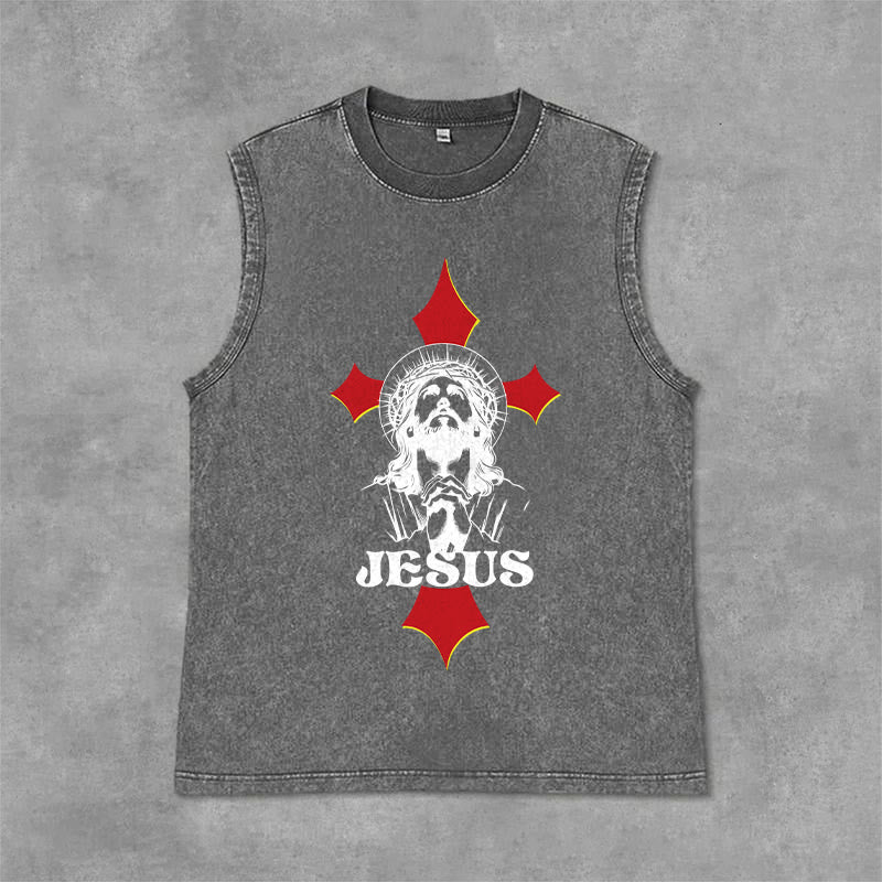 Christianartworkshop Débardeur unisexe JESUS - Gris - 2XL - image 9