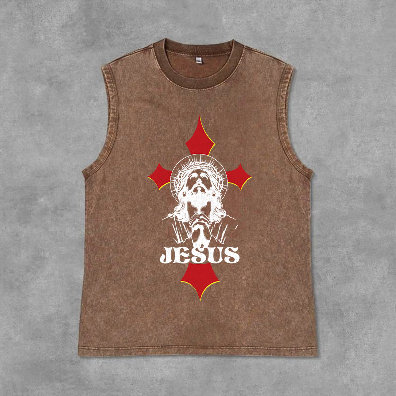 Christianartworkshop Débardeur unisexe JESUS - Brun - 2XL - image 6