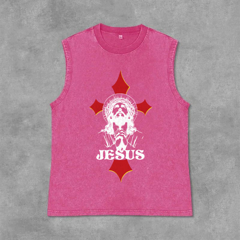 Christianartworkshop Débardeur unisexe JESUS - Rose - 2XL - image 12
