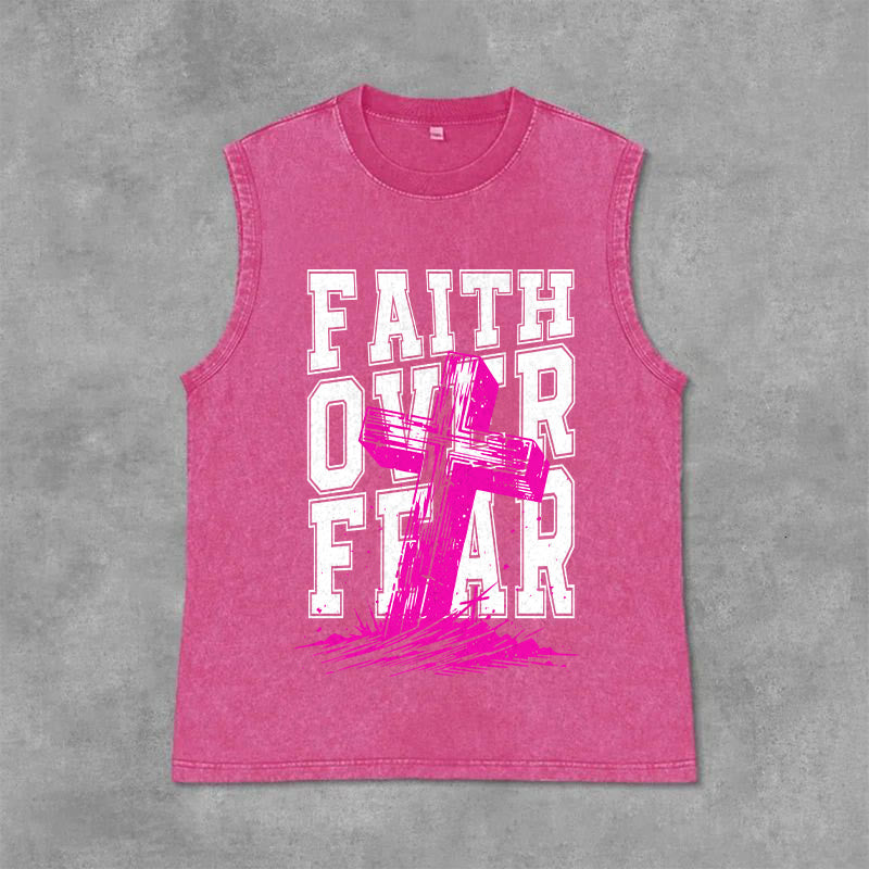 Christianartworkshop Débardeur unisexe délavé FAITH OVER FEAR - Rose - 2XL - image 12