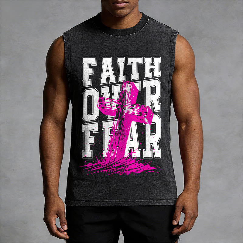 Christianartworkshop Débardeur unisexe délavé FAITH OVER FEAR - image 1