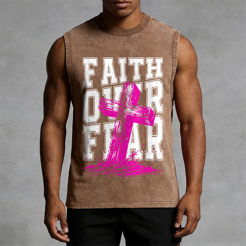 Christianartworkshop Débardeur unisexe délavé FAITH OVER FEAR - image 4