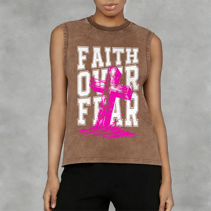 Christianartworkshop Débardeur unisexe délavé FAITH OVER FEAR - image 5