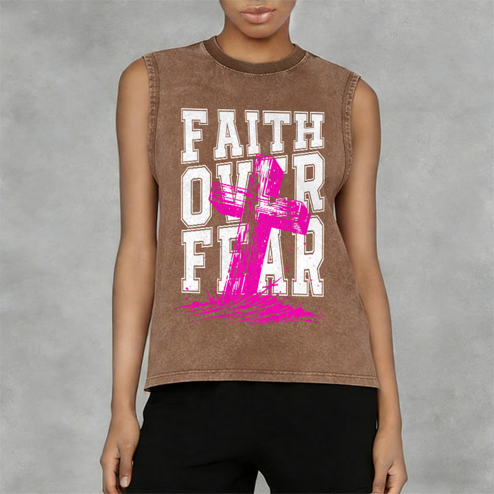 Christianartworkshop Débardeur unisexe délavé FAITH OVER FEAR - image 5