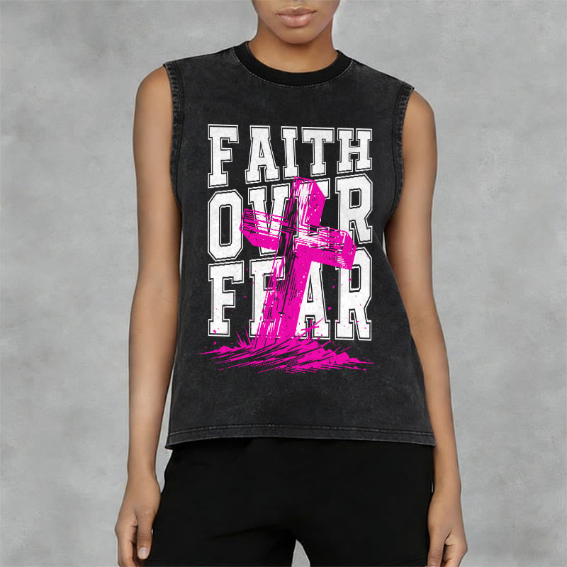 Christianartworkshop Débardeur unisexe délavé FAITH OVER FEAR - image 2