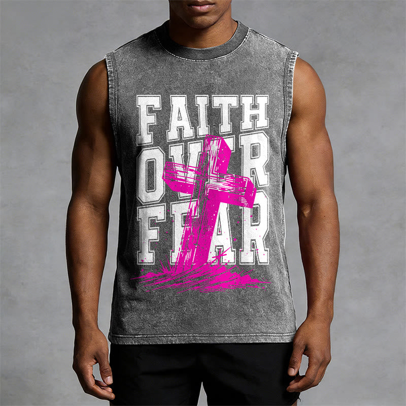 Christianartworkshop Débardeur unisexe délavé FAITH OVER FEAR - image 7