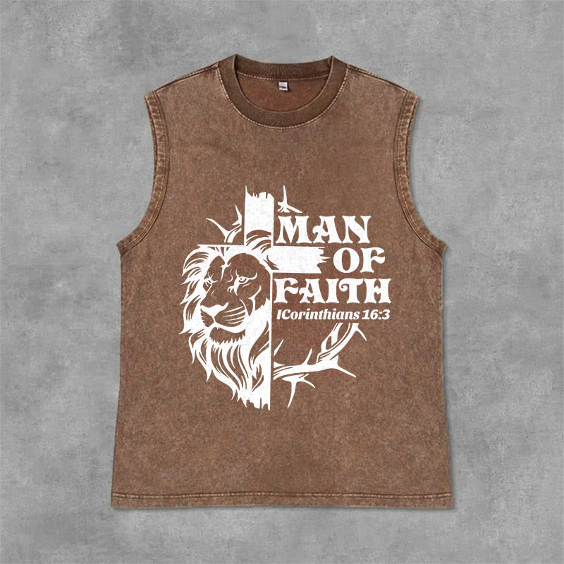 Christianartworkshop Débardeur unisexe délavé MAN OF FAITH - Brun - 2XL - image 6