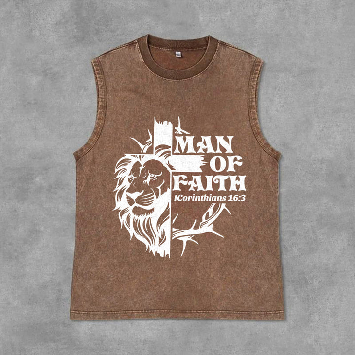Christianartworkshop Débardeur unisexe délavé MAN OF FAITH - Brun - 2XL - image 6