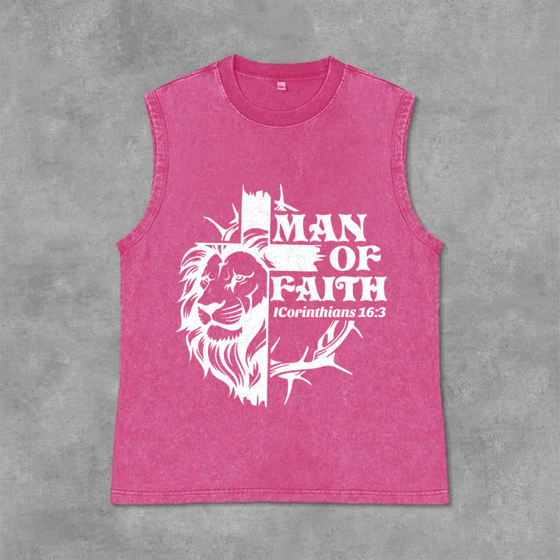 Christianartworkshop Débardeur unisexe délavé MAN OF FAITH - Rose - 2XL - image 12