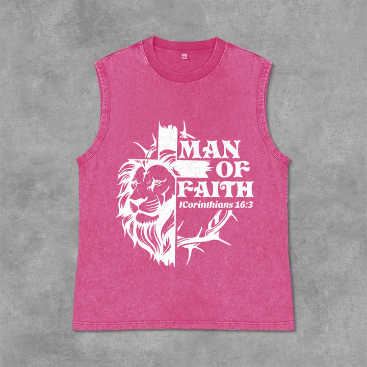 Christianartworkshop Débardeur unisexe délavé MAN OF FAITH - Rose - 2XL - image 12