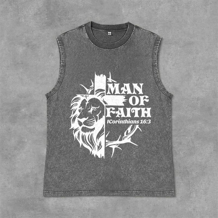 Christianartworkshop Débardeur unisexe délavé MAN OF FAITH - Gris - 2XL - image 9