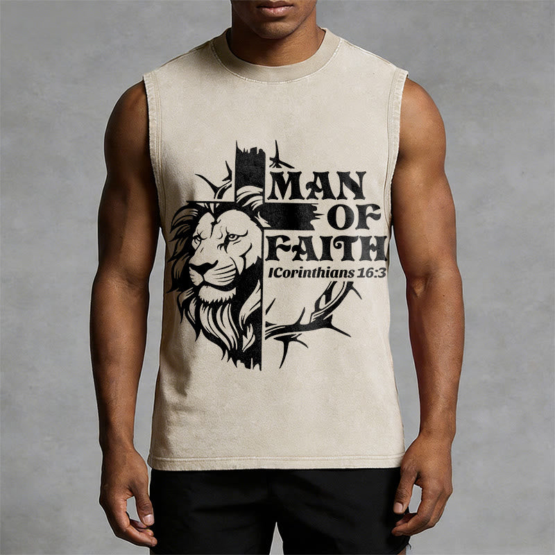 Christianartworkshop Débardeur unisexe délavé MAN OF FAITH - image 1